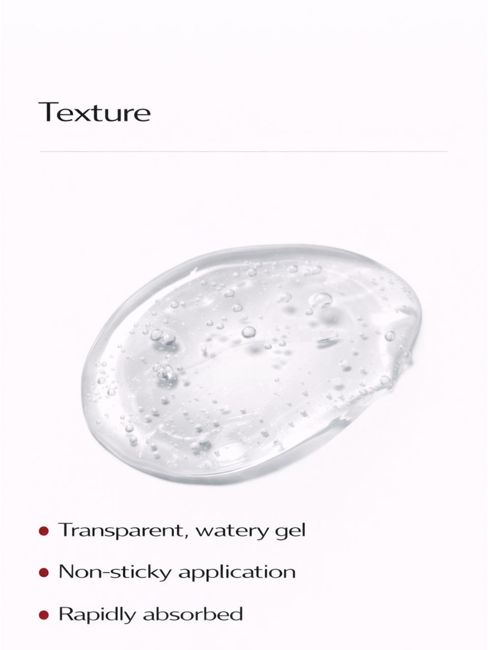 Persontage RESURFACE AHA - Skin Liquid Exfoliant - Transparent, watery gel droplet with text describing its properties on a white background