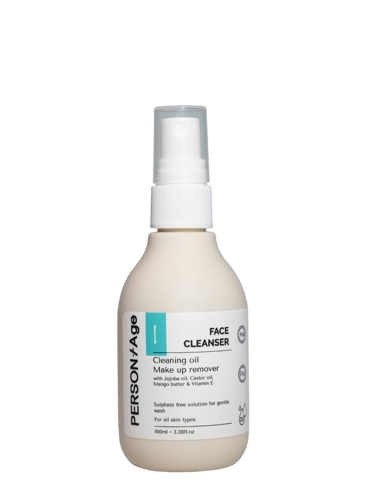 Bottle of PERSONTAGE Face Cleanser & Make up remover on a white background