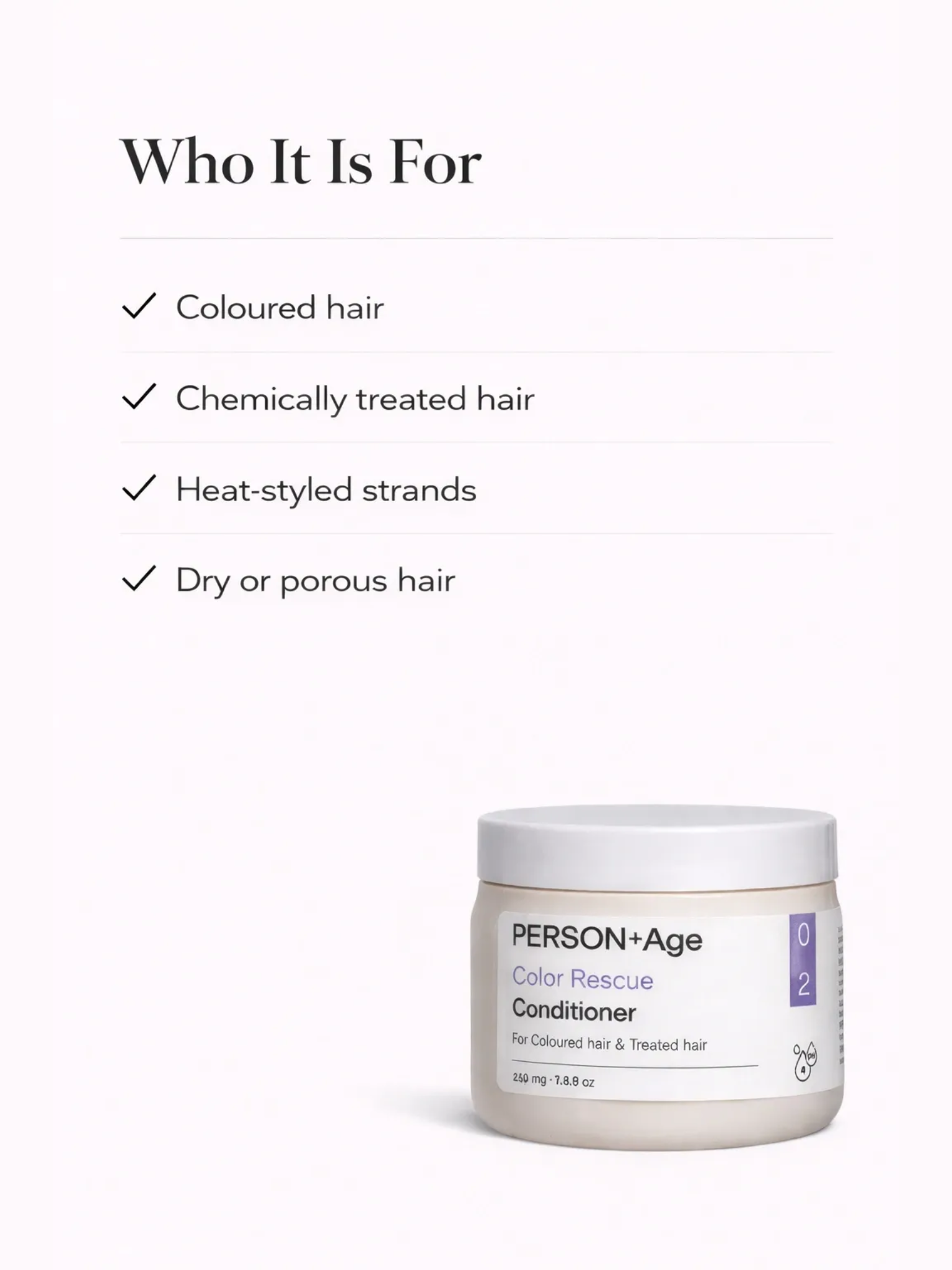 PersonTAge Color Rescue Conditioner jar with text on a white background