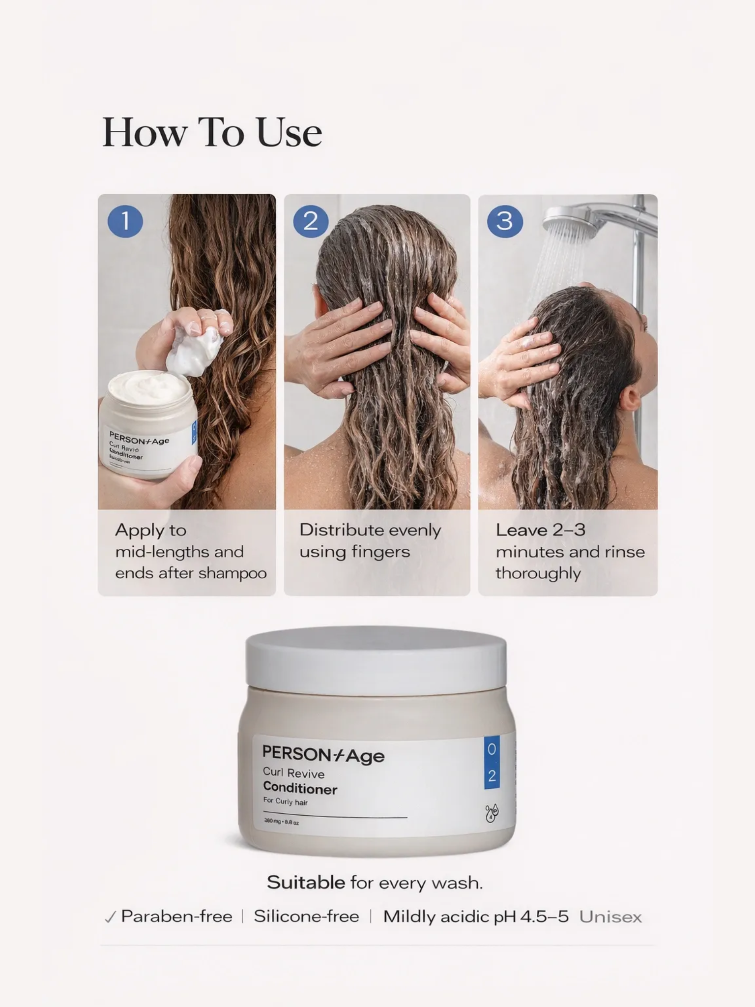 Perosntage CURL REVIVE Conditioner How to use instructions 