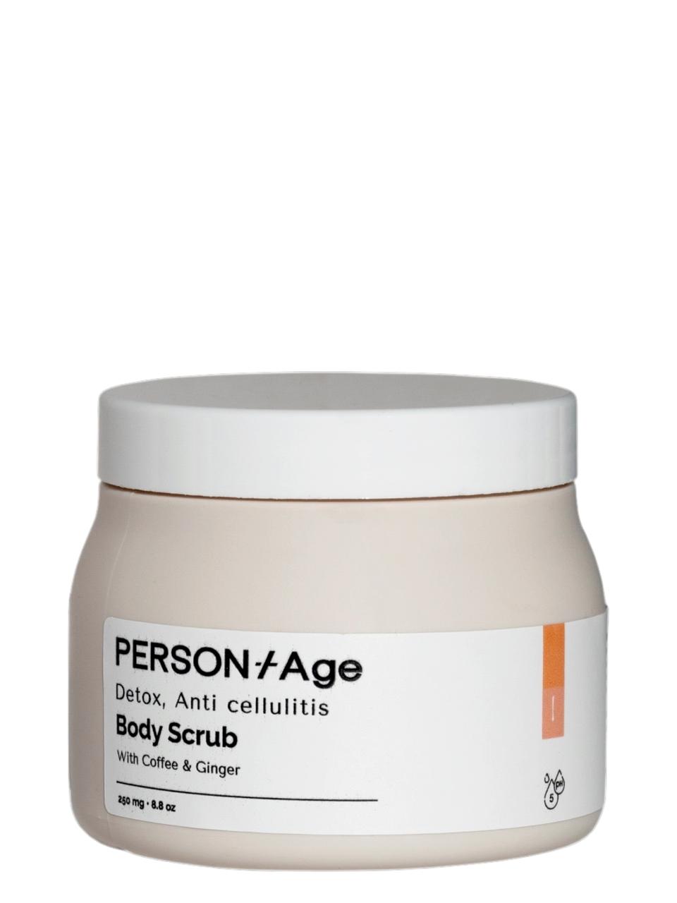 PersontAge DETOX Body Scrub – Exfoliating Body Polish- body scrub jar on a white background