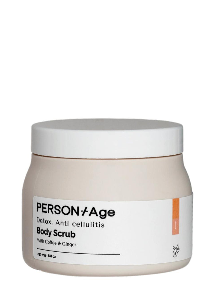 PersontAge DETOX Body Scrub – Exfoliating Body Polish- body scrub jar on a white background