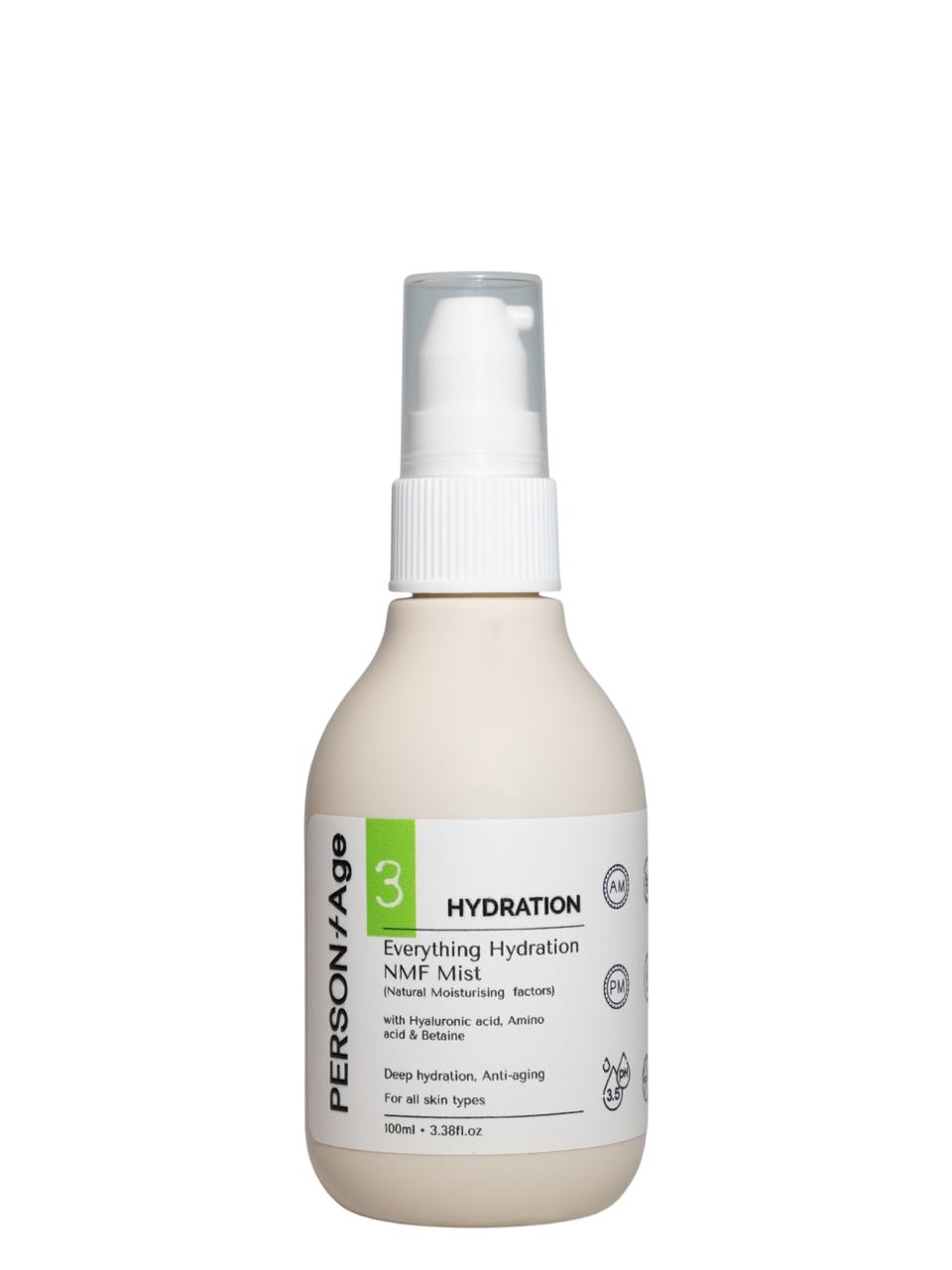 Persontage Skincare bottle labeled   EVERYTHING HYDRATION – NMF Hydration Mist on a white background