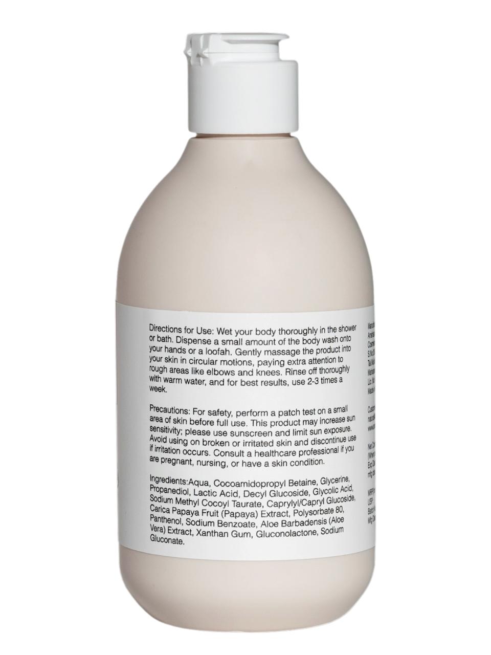 Persontage EXFOLIATING Body Wash  Body wash bottle with label on a white background
