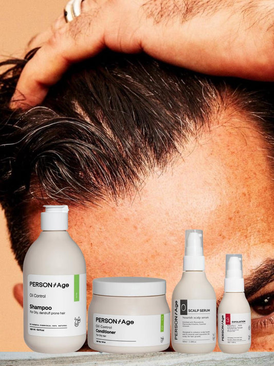 Persontage SEBUM CONTROL, Scalp Freshness Ritual kit. applying hair care products with a focus on scalp care.