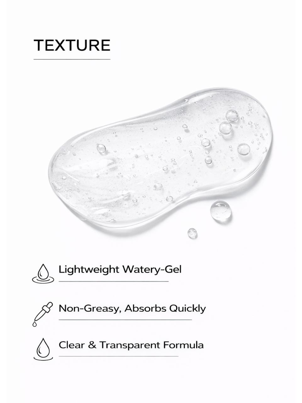 Persontage POWER OF 8 – Pigmentation Correcting Serum - Lightweight watery-gel texture with text describing its properties on a white background