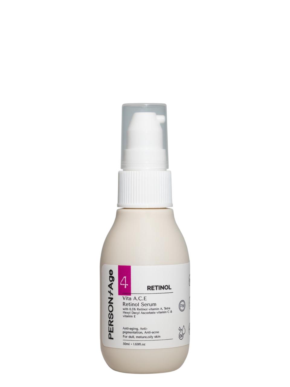 Persontage VITA A.C.E (0.5% Retinol)  serum – Skincare serum bottle with white cap on a white background
