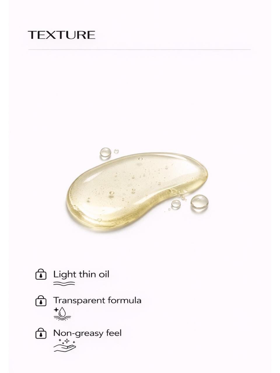 Persontage CLEANSING OIL Deep Cleanse & Makeup Remover - Textured oil droplet with description on a white background