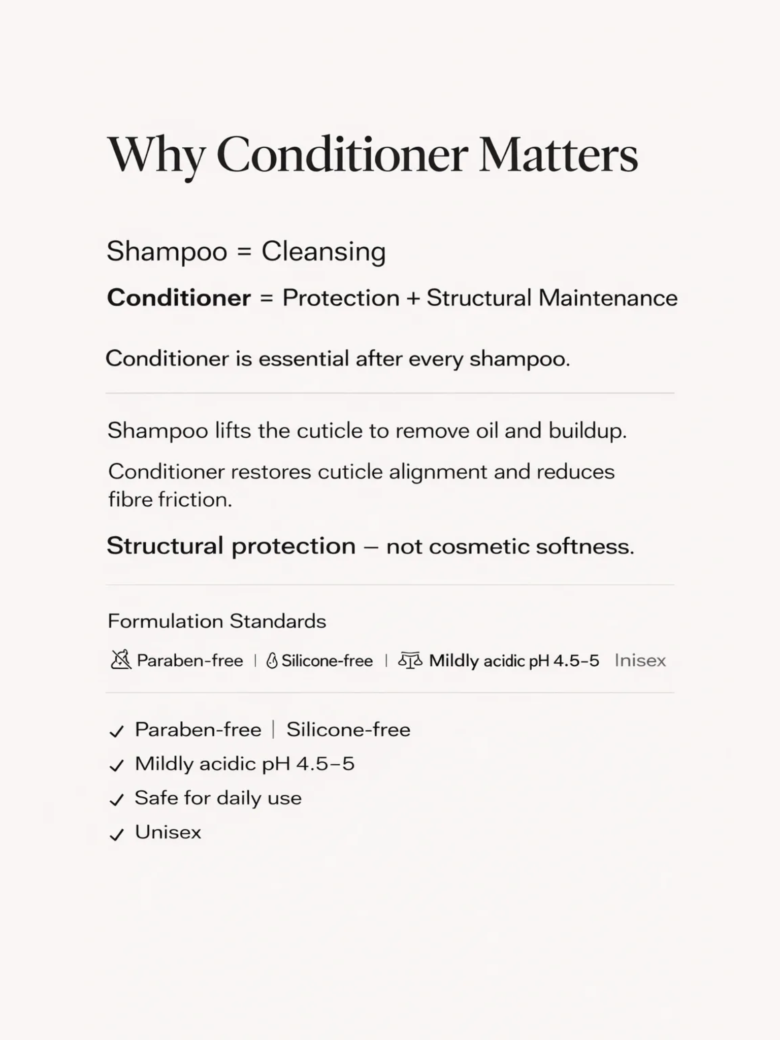 Persontage TRUE HYDRATION Conditioner  Conditioner Explanation of why conditioner is essential after shampoo with text on a white background