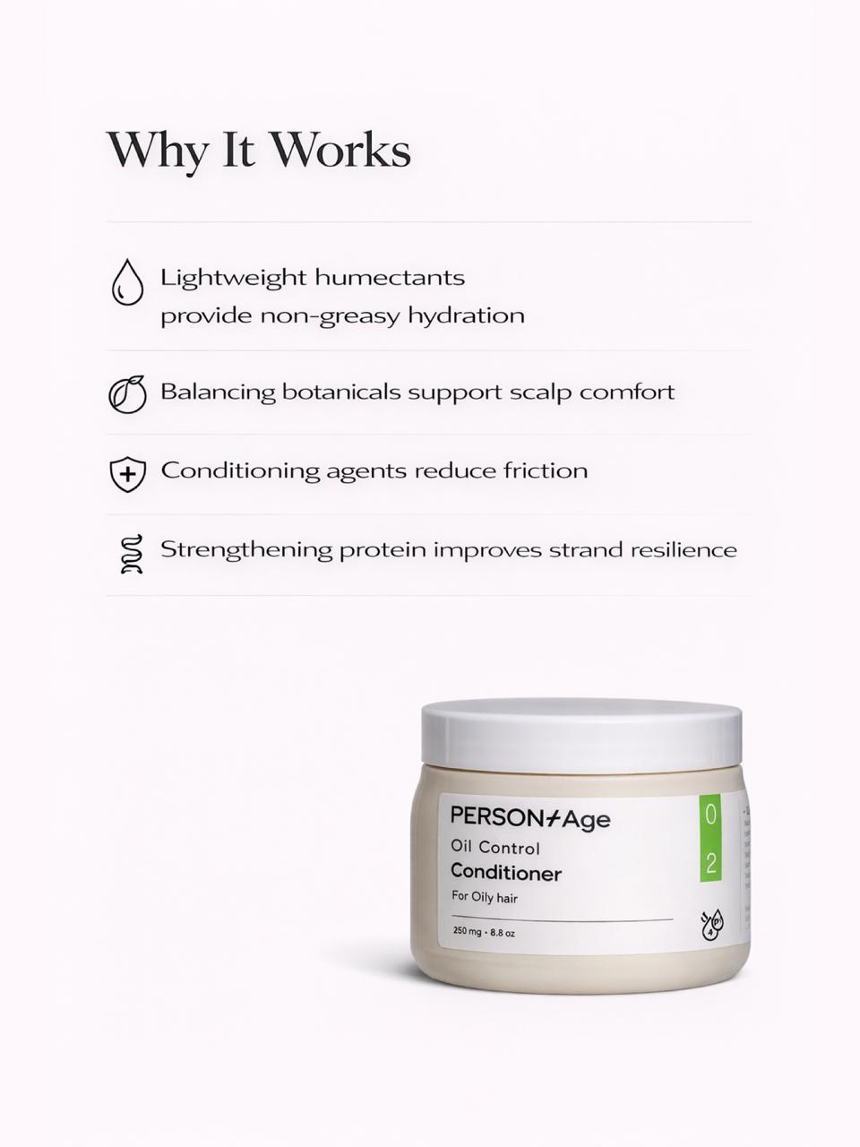 PersontAge Oil Control Conditioner jar with text on a white background