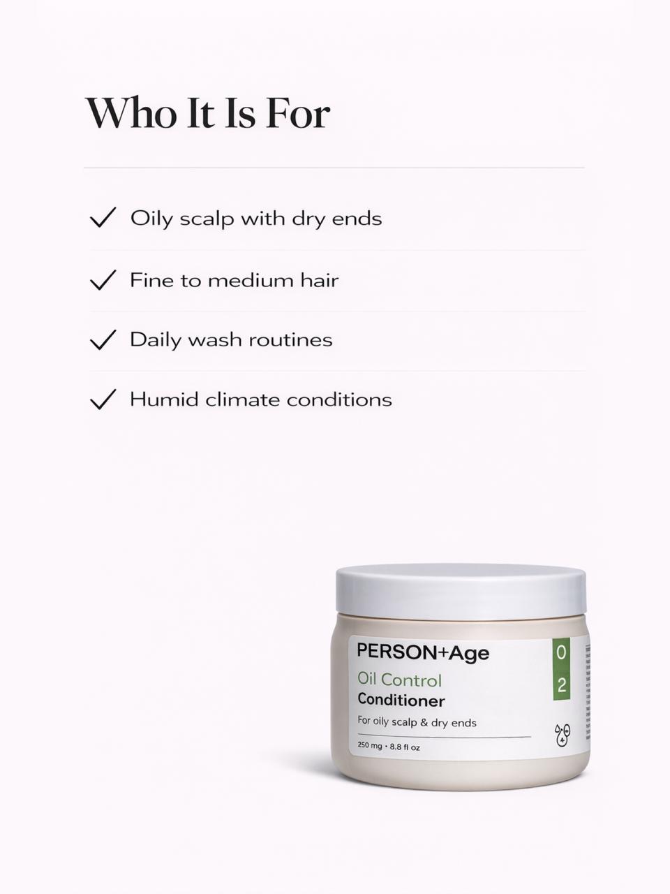 PersontAge Oil Control Conditioner jar with text on a white background